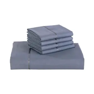 Casa hotel fabricantes 6 pcs cor sólida 100% poliéster 200tc conjunto de lençol de cama para venda