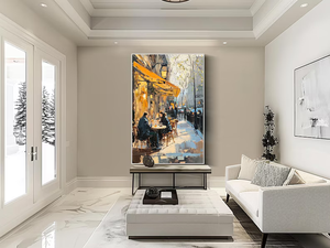 <span class=keywords><strong>Paris</strong></span> Street <span class=keywords><strong>Cafe</strong></span> lienzo pintura al óleo pintada a mano paisaje de ciudad clásica para decoración de pared de salón - Product Image 4