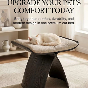 <span class=keywords><strong>Cama</strong></span> elevada de lujo para gatos con ventana, de madera, con colchón suave, mueble moderno de madera curvada para gatitos, para comodidad en interiores. - Product Image 1