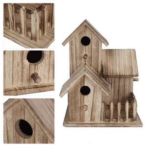 Casa de Nido de Pájaro de madera creativa Caja de cría de pájaros con forma de casa nueva con tres decoraciones de nido - Product Image 3