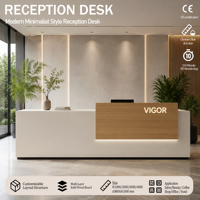 Comptoir de réception moderne en bois écologique, petit, multifonctionnel, avec rangement, de forme oblongue, pour bureau, bar, restauration, usage commercial