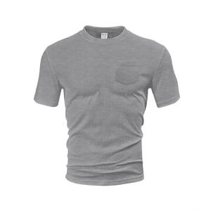 T-shirt d'été décontracté et respirant pour homme, col rond, manches courtes, en maille gaufrée, fin, 100 % polyester, pour le commerce transfrontalier - Product Image 3