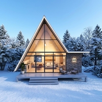 Hôtel modulaire de luxe en acier pliable en forme de A, résistant aux ouragans, pour résidence insulaire côtière, design moderne résidentiel