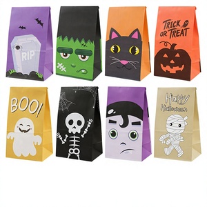 <b>Halloween</b> Kraft Paper Treat <b>Bags</b> Stickers Offset/Digital Recycled Materials Self-Folding Gift Pouches for Food <b>Party</b> Favors - Product Image 3