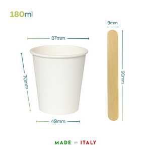 Bicchieri di Cartone Bianchi da 180 ml Monouso per Caffè e Bevande - Product Image 2