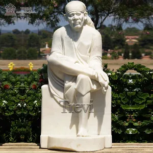 Sculpture de pierre de dieu religieux, prix d'usine, Statue de chemise en marbre blanc Sai Baba