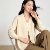 Maßgefertigte Mindestbestellmenge Damen Gewebte Vintage Herbst-Strickjacke Anti-Pilling Langarm Casual Pullover
