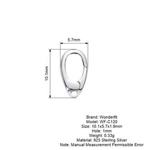 ジュエリー作り用品925スターリングシルバーオーバルリングクラスプ、プッシュゲートフックファインディング、手作りオーバルロック - Product Image 6