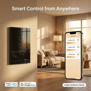 Interruptor de Pared Táctil Inteligente WiFi Zigbee Tuya Smart Life de 1, 2, 3 o 4 Botones, de Vidrio Templado Negro Estándar Estadounidense 118, Sin Neutro, Compatible con FCC y <span class=keywords><strong>Alexa</strong></span> - Product Image 3