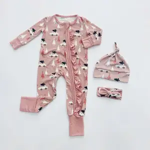 Pyjamas barboteuses à impression personnalisée pour bébés garçons filles vêtements en bambou barboteuse pour bébé