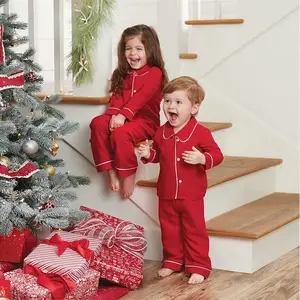 Pajamas 2022 Gaya Baru Piyama Natal Anak Perempuan dan Laki-laki Pakaian Tidur Merah Pakaian Rumah Tahun Baru Lucu