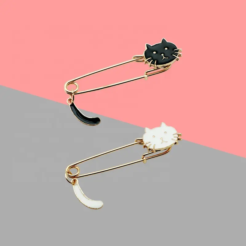 Grosir Pin bros anak-anak Pria Wanita desain lucu dekorasi pakaian hewan logam Pin bros kucing
