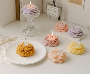 Bougie parfumée à la pivoine faite à la main, bougie décorative d'aromathérapie pour mariage, anniversaire, cadeau, décoration de table, vente en gros - Product Image 3