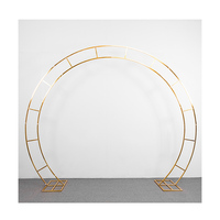 Décoration d'événement de mariage, cadre d'arche autoportant détachable, toile de fond, placage métallique doré, cercle rond, support de fleurs de mariage