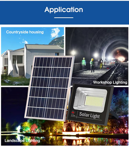 ไฟฟลัดไลท์ LED พลังงานแสงอาทิตย์100W 300W 350W 3สีระบบ ABS กันน้ำ IP65ควบคุมระยะไกลระบบรักษาความปลอดภัยบนถนนในสวนแบบหรี่แสงได้ - Product Image 3