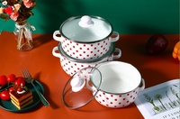 Cocotte Émaillée Épaissie 16/18/20 CM, Ensemble de Marmites Émaillées Ménagères, Faitout à Soupe à Pois