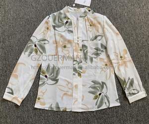 Nieuwe Mode V-Hals Chiffon <span class=keywords><strong>Blouses</strong></span> Slanke Vrouwen Knoop Decor Office Lady Werk Lange Mouw Bloemenshirts Dames Tops Blouse Shirt - Product Image 6
