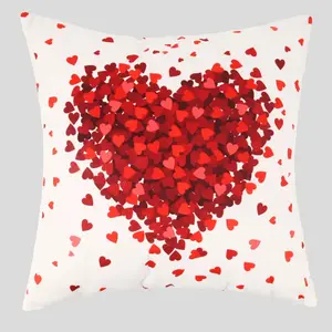 Funda de almohada con estampado de corazón para sofá, cubierta de cojín de 18x18 pulgadas para decoración del hogar