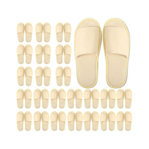 Pantoufles d'hôtel biodégradables de luxe OEM coton écologique avec semelle en liège sans plastique - Product Image 1