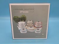 Ensemble de 3 casseroles en porcelaine avec couvercles, faitouts et récipients chauffe-plats en céramique couleur or rose