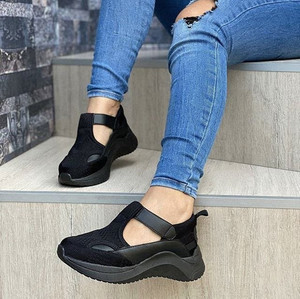 Sandalias de cuña vintage con plataforma y punta cerrada para mujer, diseño hueco, casuales de verano, con correa al tobillo, para caminar al aire libre, ¡Novedad! - Product Image 1
