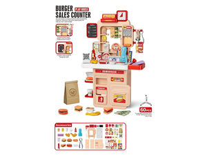 ของเล่นเด็ก ชุดครัวทำอาหาร 61 ซม. ของเล่นร้านอาหารฟาสต์ฟู้ด เคาน์เตอร์ขายของ ของเล่นครัว ของเล่นโต๊ะอาหารสำหรับเด็ก - Product Image 4