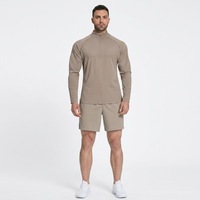 Ensemble de survêtement sportif léger et respirant en tissu uni pour l'hiver, 78 % nylon 22 % élasthanne, avec fermeture éclair quart de tour et short