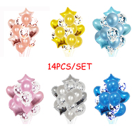 Articles de fête 14 pièces perle Latex clair PET confettis + 18 pouces étoile coeur feuille ballon ensemble pour fête anniversaire mariage Festival décor