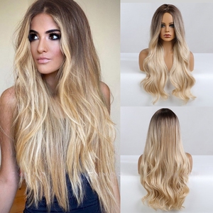 Wholesale Premium Futura Heat Resistant Fiber Natural Wavy Blonde Mono Lace Front Synthetic <strong>Wig</strong> <strong>Monofilament</strong> Lace <strong>Wig</strong> - Product Image 4