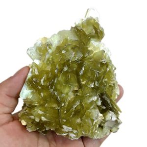 Pierres de quartz de guérison en lépidolite jaune naturelle, cristaux minéraux rugueux, tranche de mica doré, vente en gros - Product Image 1