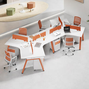 Poste de travail de <span class=keywords><strong>bureau</strong></span> modulaire personnalisable à 120 degrés, table informatique en nid d'abeille extensible pour 3 à 6 personnes pour le personnel - Product Image 2