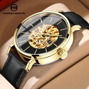 HANNAH MARTIN WATCH FACTORY <span class=keywords><strong>Precio</strong></span> al por mayor Esfera blanca redonda Reloj de calendario mecánico automático de acero inoxidable completo para hombres - Product Image 1