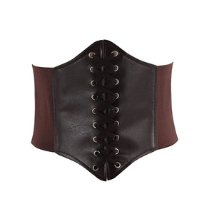 Y302001 OEM hecho a mano personalizado mujer moda cintura Cinch encaje hasta elástico Waspie corsé disfraz cinturón - Product Image 5