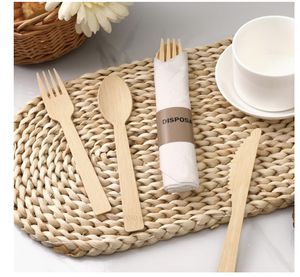 100% Fourchettes Cuillères en bambou Couteaux Ensemble combiné de couverts-380 Grands ustensiles jetables compostables (7 po) Eco Friendly - Product Image 6