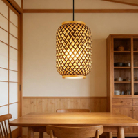 Lámpara Colgante de Bambú Tejida a Mano, Estilo Oriental, para Restaurante, Salón de Té, Decoración de Villa