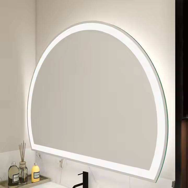 Luxury Modern Semi-Circular LED Bathroom Mirror with Backlight, IP44, Anti-Fog, for Hotel