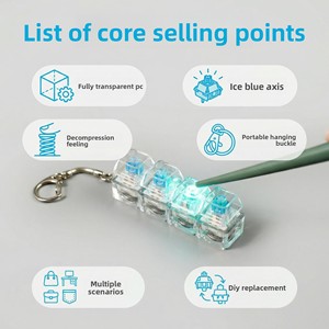 High-transparency Luminous Plastic Square Stress-relief Toy <b>Mechanical</b> <b>Keyboard</b> Keychain with 4-Key Button Cap - Product Image 5