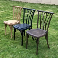 Chaise de salle à manger d'extérieur en résine, dossier croisé, design empilable, pour usage commercial, hôtels, mariages et événements