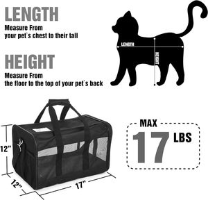 Transportín de viaje para mascotas, bolsa portátil de lado suave para gatos, perros pequeños, gatitos o cachorros, 17 lbs <span class=keywords><strong>Max</strong></span>, plegable, duradero, aprobado por la aerolínea - Product Image 2
