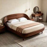 Neues chinesisch-inspiriertes Doppelbett aus massivem nordamerikanischem Schwarznussholz, gebogen, zerlegbar, 1,8 m, hochwertige Schlafzimmermöbel