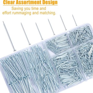 Finishing <b>Nails</b> 700pcs 20-50mm Steel Smooth Shank Sharp Point For Woodworking And Hanging Tasks - Product Image 2