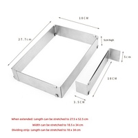 Ensemble de moules à gâteau rectangulaires réglables en acier inoxydable écologique avec revêtement antiadhésif 27,7*18*5cm et 2 spatules