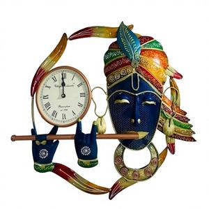 Krishna Murali Metal Quartz Hanging Wall <b>Clock</b> with Art Deco Design <b>Battery</b> Operated Wedding Gift - Product Image 1