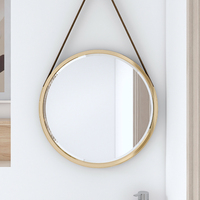 Miroir mural moderne pour petit appartement, en bois clair, imperméable, avec miroir de courtoisie inclus, PVC écologique, céramique pour hôtel