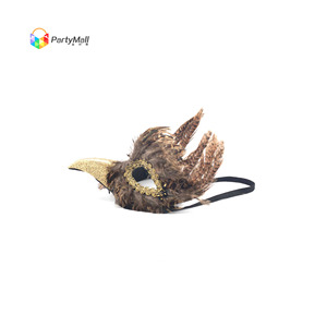 Halloween Della Piuma Del <span class=keywords><strong>Gufo</strong></span> <span class=keywords><strong>Maschera</strong></span> Costume di Halloween del Partito di Cosplay <span class=keywords><strong>Maschera</strong></span> con Fascia Elastica Nera Oro Grande Naso Oro bordato di Occhio fori - Product Image 3