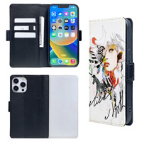 Vente chaude PU Cuir DIY Motif Carte Flip Portefeuille Téléphone Portable pour Étui pour iPhone 11 Pro 12 Mini 13 Pro 14 Plus Sublime Fashi