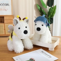 Boneka Anjing West Highland White Terrier Lembut dan Lucu, Boneka Duduk dengan Hiasan Topi Hewan yang Dapat Dilepas, Hadiah untuk Anak-Anak