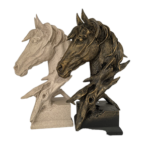 Sculpture de tête de cheval en résine, art populaire moderne, dessin animé, peinte à la main, modèle artisanal, décoration d'intérieur, statue - Product Image 1