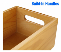Organisateur en bois sélectionné, boîte ouverte, 4 paquets, conteneur de rangement en bois avec poignée pour vêtements, chaussures, rangement sur comptoir