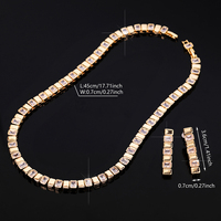 Parure de collier et boucles d'oreilles de luxe carrées, demi-zircon, demi-brillantes, accessoires de mode pour femmes, idéale pour banquets et fêtes d'anniversaire
